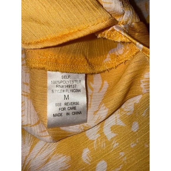 FAVLUX Fashion Yellow Floral Butterfly Sleeve Tie Front Kimono Top Size M‎ - Picture 8 of 9